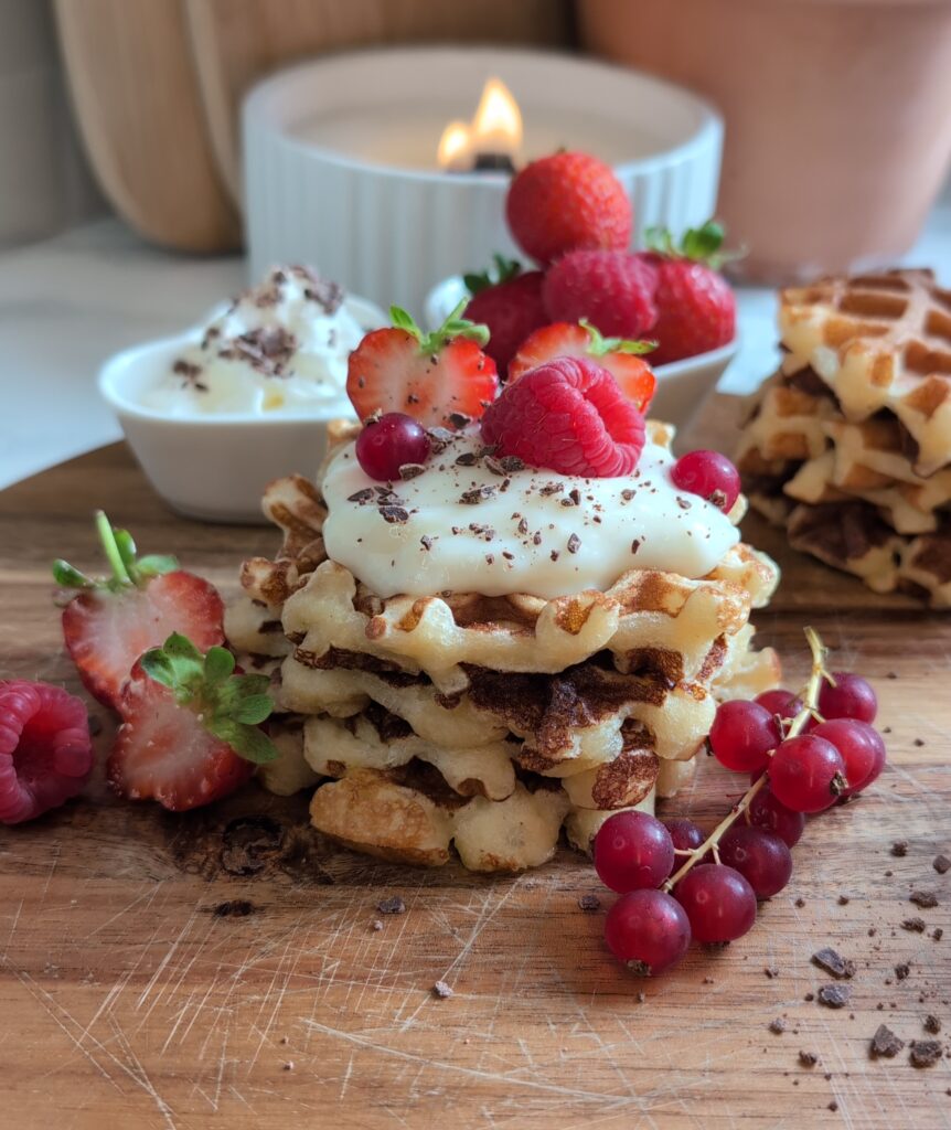 High-Protein white chocolate waffles